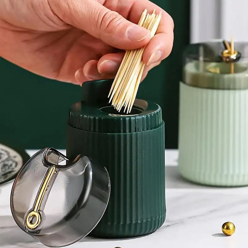 Portable Pop Up Toothpick Box, Press Type Cylinder Toothpick Holder, Automatic Eject Toothpick Jar, Self Ejecting Toothpick Dispenser,  Household Toothpick Holder Organizer, Transparent Pop Up Table Toothpick Container, Creative Automatic Toothpick Box