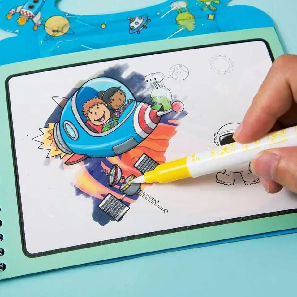 Reusable Magic Water Book, Creative Children Magical Drawing Books with Pen, Water Reveal Activity Book for Kid, Painting Color Wonder Coloring Book, Child Educational Toy Magic Book Water Painting