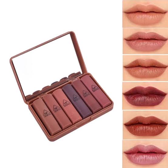 6 Pcs Pumpkins Color Matte Lipstick With Mirror, Heng Feng Color Lipstick, Mini Dry Lipstick Box, Long-lasting Lipstick Set