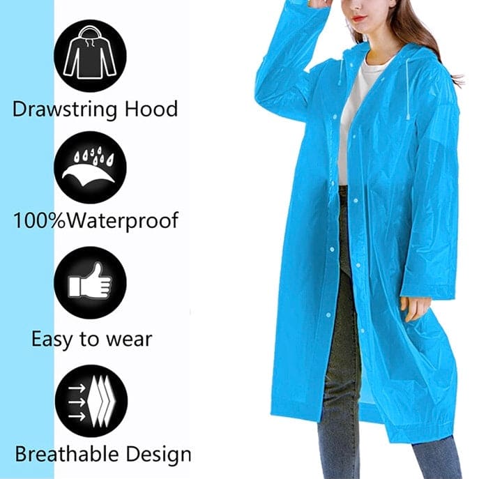 Hooded Rain Coat, Women Men Impermeable Thickened Waterproof Raincoat, Tourism Outdoor Hiking Rain Poncho Raincoat, Universal Travel Rain Jacket,  Loose Simple Long Sleeve Rain Jacket, Transparent Thickened Rain Coat