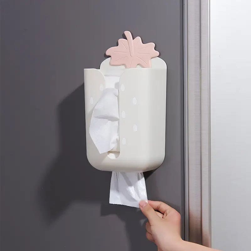 Dotted Tissue Holder, Wall Mounted Self Adhesive Tissue Box, Plastic Napkin Paper Holder, Bathroom Kitchen Tissue Paper Organizer, Decorative Tissue Box Shelf, Fashionable Household Perforated Tissue Box