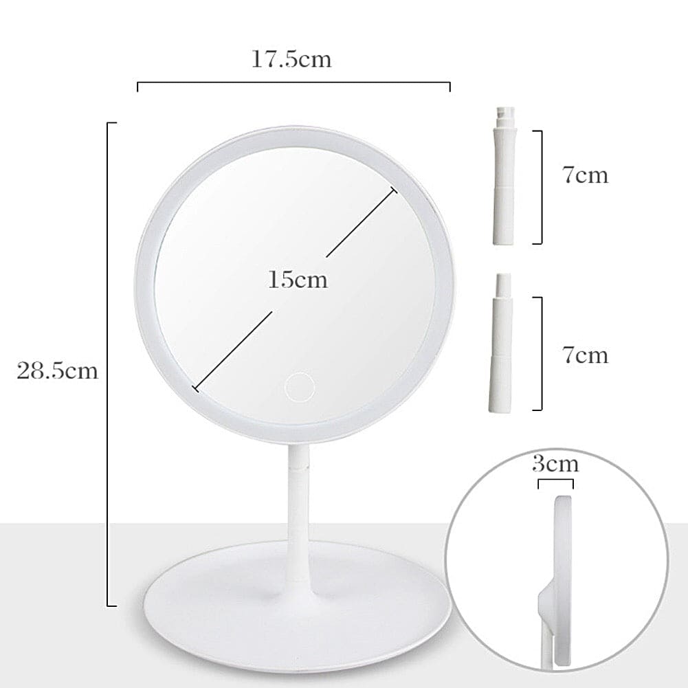 LED Touch Makeup Mirror, Round Dimmer Vanity Mirror With Stand, Portable Rotating Desk Mirror, Adjustable HD Light Makeup Mirror, Touch Screen Makeup Mirror, Rechargeable Cosmetic Mirror Tool