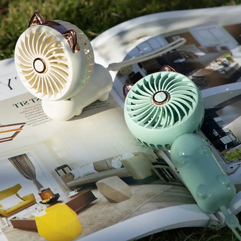Cute Foldable Cat Fan, Mini Portable Fan, Electric Fan Foldable Cute Desk Fan, Handheld Pocket Fan, Outdoor Travel Mini Fan, Cute Rechargeable Handheld Fan, Cartoon Portable Usb Charge Fan, Portable Table Fan