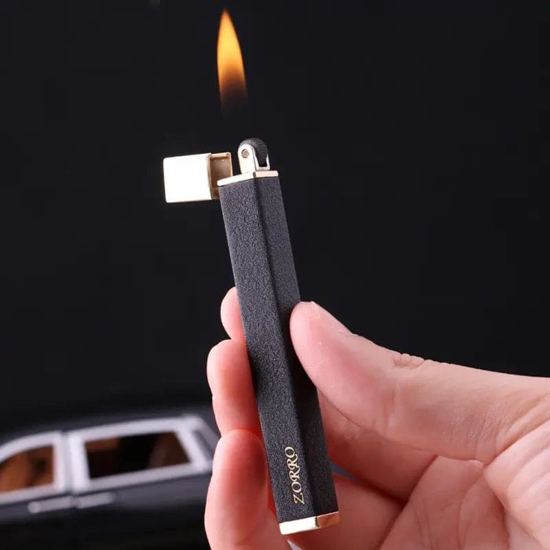 Zorro Ultra Thin Lighter, Windproof Torch Compact Lighter, Butane Cigarette Pocket Lighter,  Mini Inflatable Pocket Lighter, Personalized Retro Lighter, Creative Open Flame Lighter