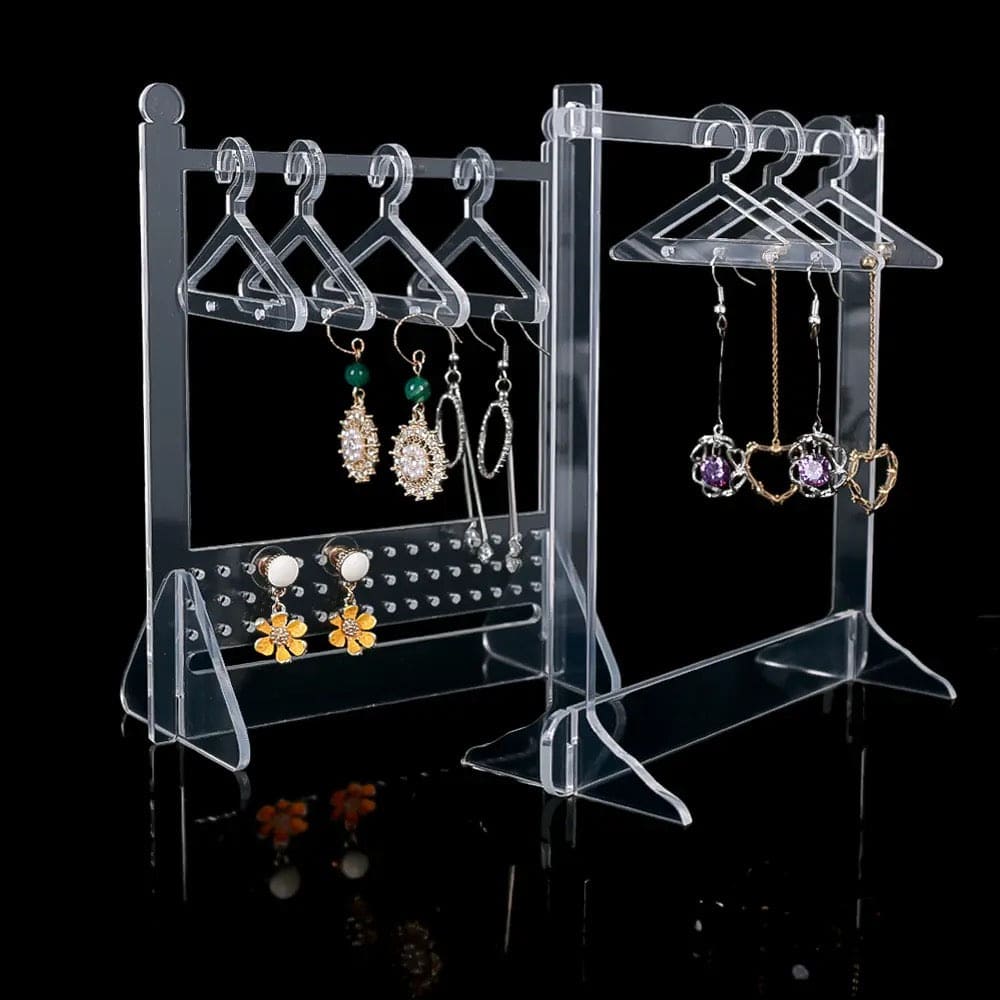 Acrylic Hanger Earring Display Stand, Mini Cute Coat Hanger Stand, Tabletop Jewelry Display Organizer Rack, Hanging Jewelry Organizer, Show Case Earring Hook, 8pcs Coat Hanger Earrings Holder