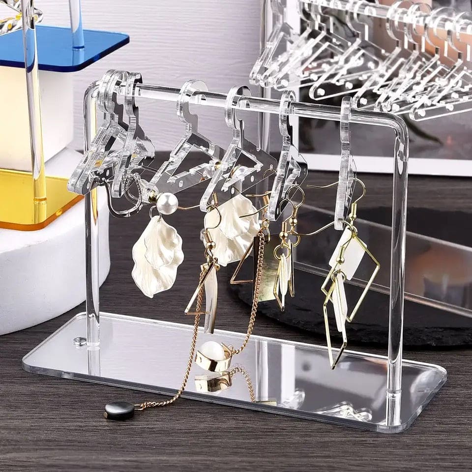 Acrylic Hanger Earring Display Stand, Mini Cute Coat Hanger Stand, Tabletop Jewelry Display Organizer Rack, Hanging Jewelry Organizer, Show Case Earring Hook, 8pcs Coat Hanger Earrings Holder