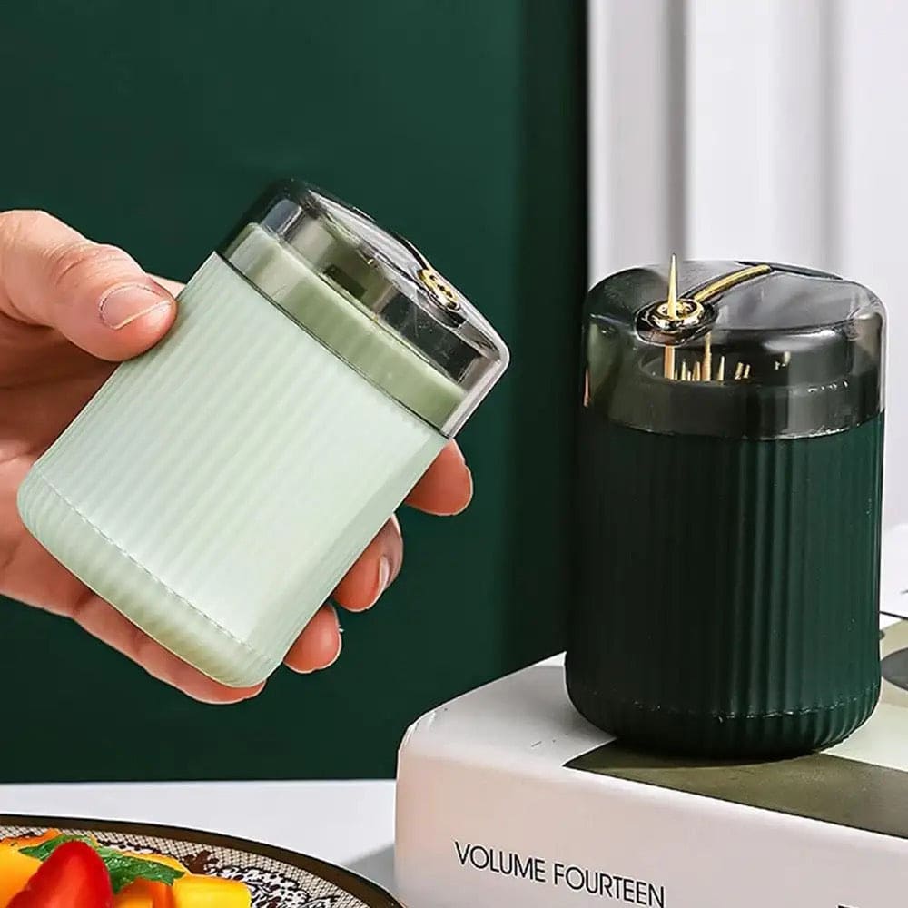 Portable Pop Up Toothpick Box, Press Type Cylinder Toothpick Holder, Automatic Eject Toothpick Jar, Self Ejecting Toothpick Dispenser,  Household Toothpick Holder Organizer, Transparent Pop Up Table Toothpick Container, Creative Automatic Toothpick Box