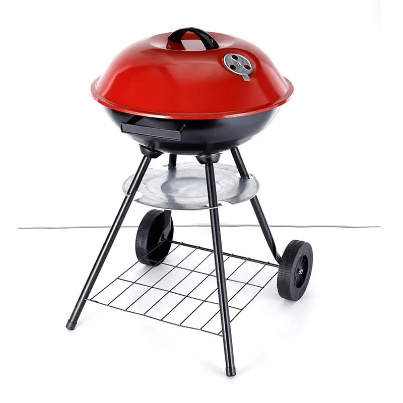 Charcoal Barbecue Grill, Barbecue Smoker Grill For Outdoor Cooking Camping, Heat Control Round BBQ Kettle, Portable Picnic Oven, Foldable Kebab Stove, Football Style BBQ Grill And Oven With Moving Stand, Trolley Grill Kettle