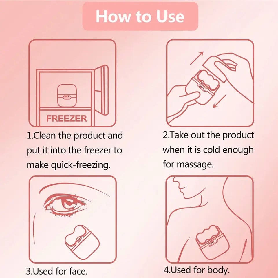 Hello Face Ice Roller, 2 Faced Ice Massager, W V Shaped Face Ice Roller, Double Head Face Lift Roller, Reusable Facial Cool Roller, Ice Facial Roller For Brighten Complexion