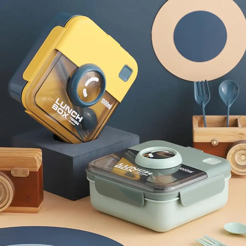 Camera Lunch Box, Microwave Lunch Box With Spoon Fork, Hermetic Food Fruit Storage Container, Portable Children Kids Student Bento Box, Kids School Lunch Box, Student Sealed Lunch Box