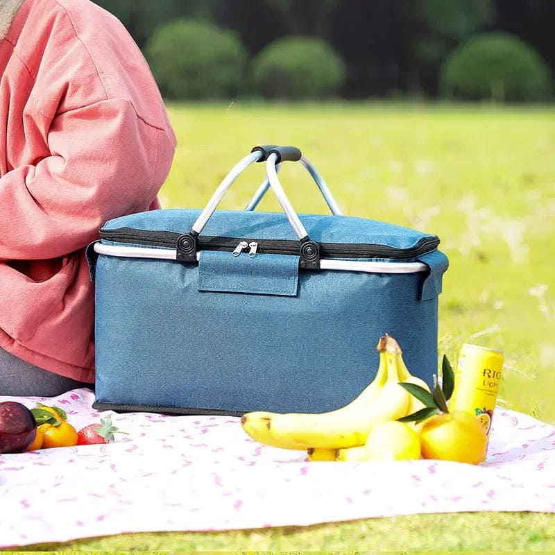 Foldable Picnic Basket, Outdoor Picnic Bag, Portable Insulated Picnic Basket, Large Capacity Camping Insulated Lunch Bag, Garden Yard Picnic Basket and Backpack, Home Storage Basket,  Hamper Insulated Picnic Basket, Folding Portable Market Basket