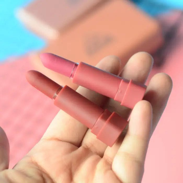 6 Pcs Pumpkins Color Matte Lipstick With Mirror, Heng Feng Color Lipstick, Mini Dry Lipstick Box, Long-lasting Lipstick Set
