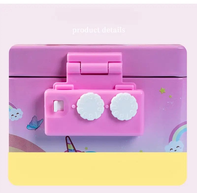 Cute Tinplate Square Piggy Bank, New Unicorn Tinplate Hand Rope Square Password Lock Piggy Bank, Piggy Bank Children Banks Cash Box Lock, Metal Piggy Bank with Password Number Lock, Metal Money Bank for Kids