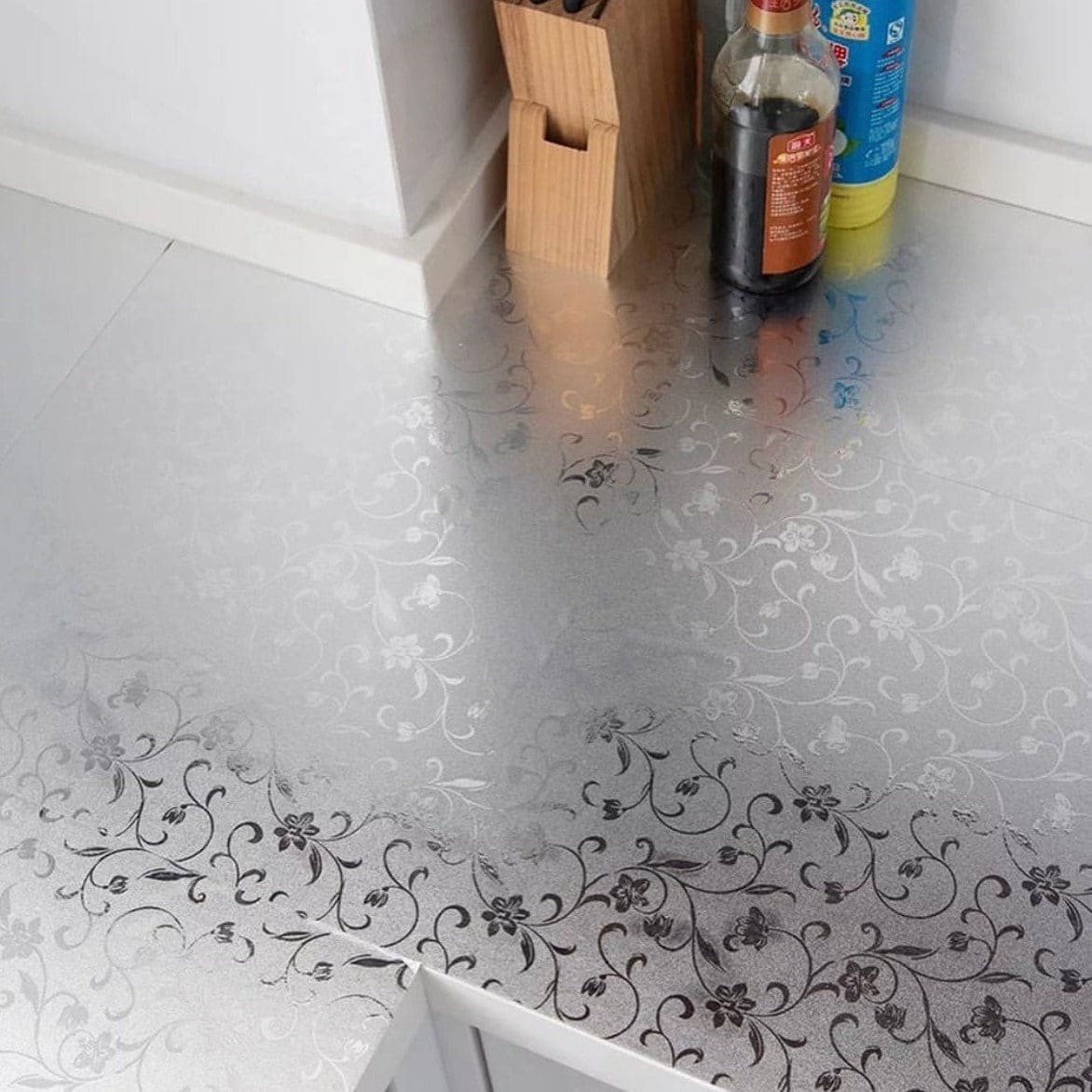 Amazing Silver Kitchen Aluminum Foil, Oil-Proof Waterproof Kitchen Foil, Heat Resistant Foil Sticker, Multipurpose Oil Proof Sticker