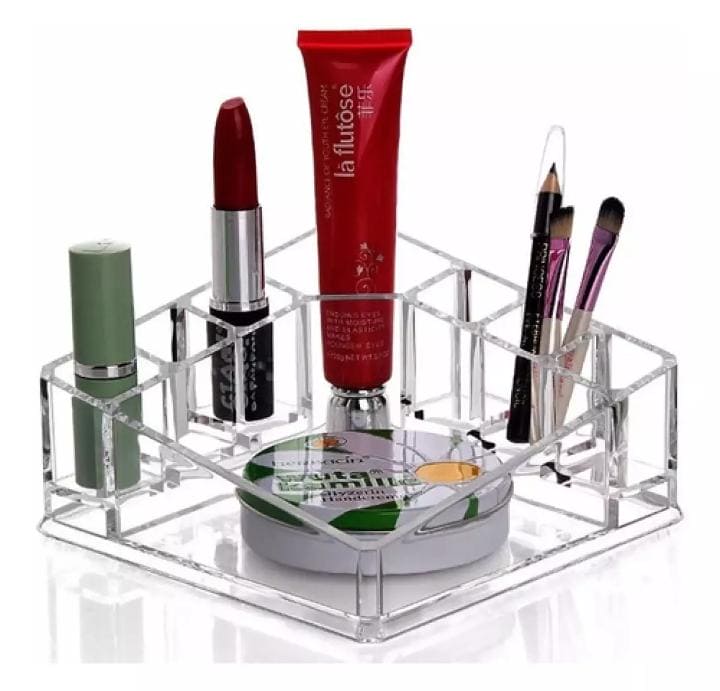 Transparent Triangle Lipstick Case, 8 Grid Acrylic Storage Box, Cosmetic Display Stand, Crystal-like Cosmetic Jewelry Storage Box, Transparent Makeup Storage Box, Eye Shadow Display Stand Holder, Bathroom Skincare Organizer, Desk Cosmetic Shelf