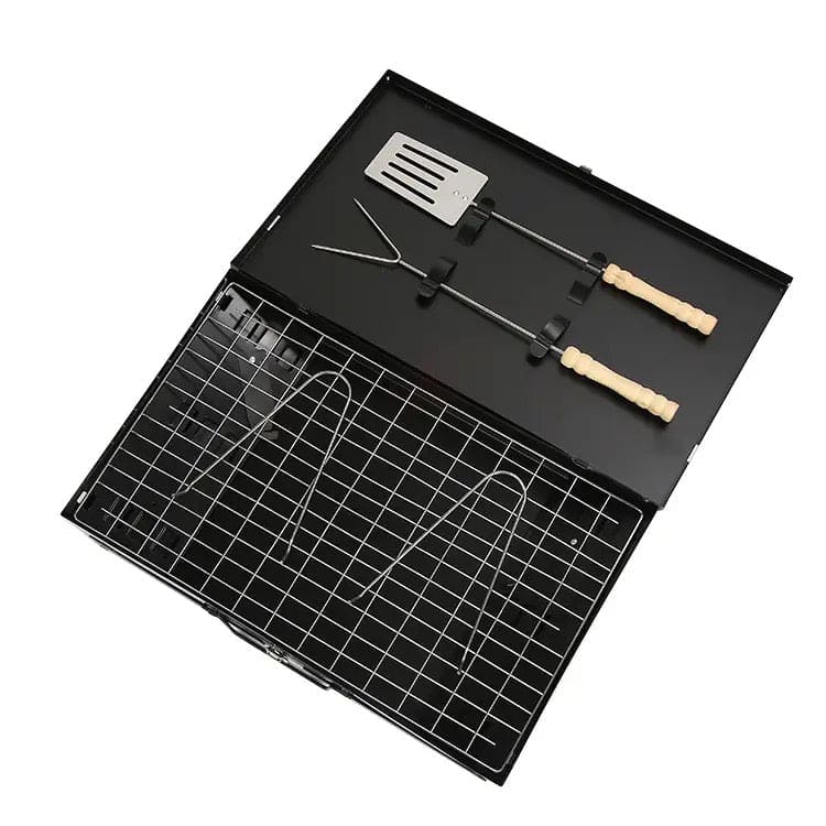 Briefcase Folding BBQ Grill, Outdoor Stainless Steel BBQ Grill, Travel Picnic Camping Grill, Patio Barbecue Charcoal Grill, Garden Outdoor Travel Picnic Folding Charcoal Grill, Compact Foldable Grill