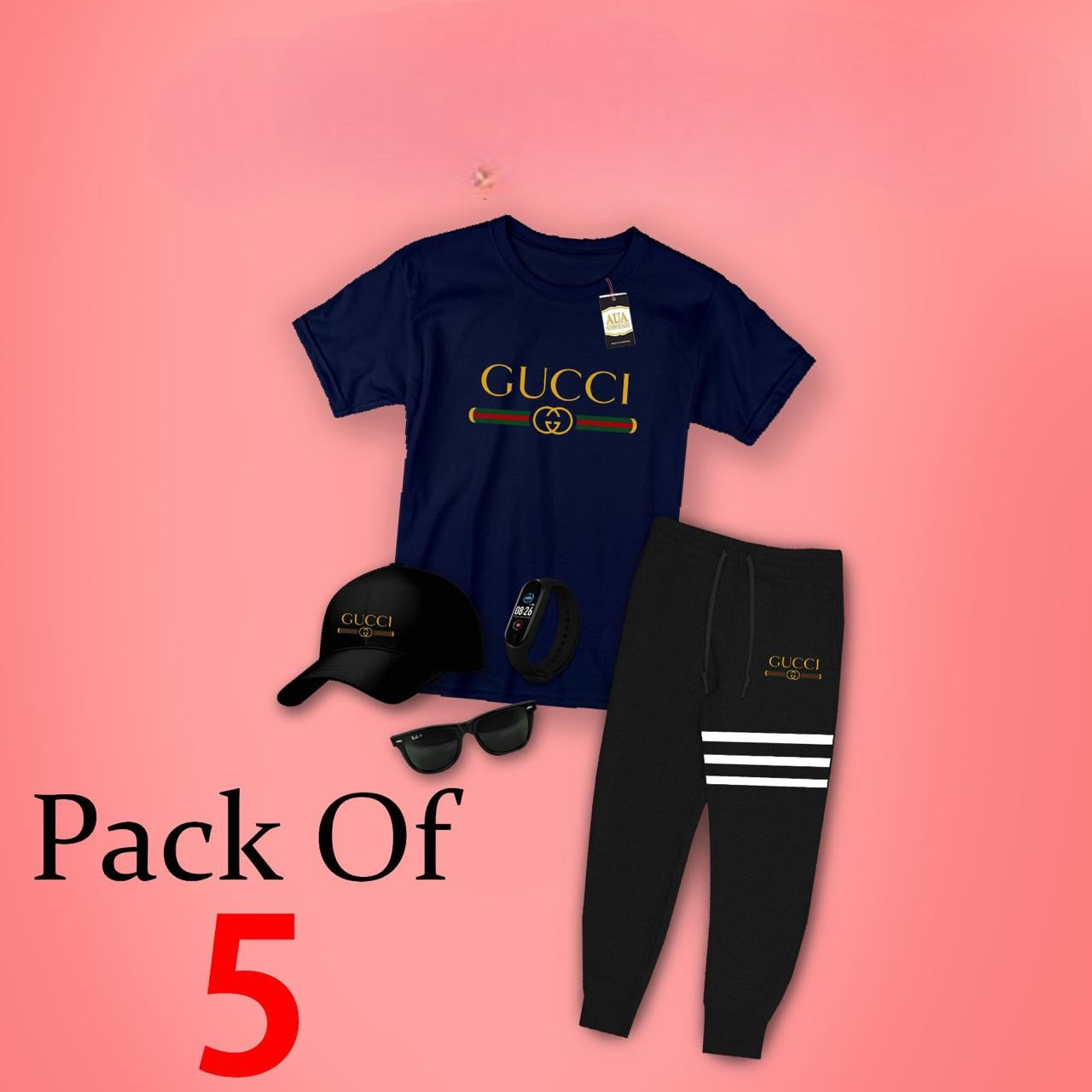 Pack Of 5 Gucci Print Kids Track Suit, Kids Track Suit With Accessories, Kids Printed Clothes