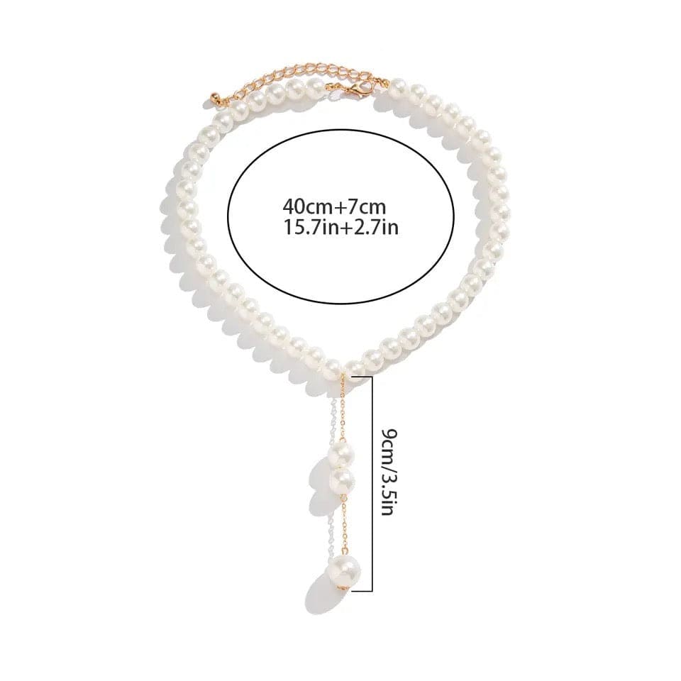 Luxury Pearls Bead Necklaces, Imitation Pearl Long Tassel Necklace, Baroque Simulated Pearls Long Tassel Pendant, Chunky Link Chain Layered Necklaces for Women