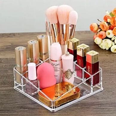 Transparent Triangle Lipstick Case, 8 Grid Acrylic Storage Box, Cosmetic Display Stand, Crystal-like Cosmetic Jewelry Storage Box, Transparent Makeup Storage Box, Eye Shadow Display Stand Holder, Bathroom Skincare Organizer, Desk Cosmetic Shelf