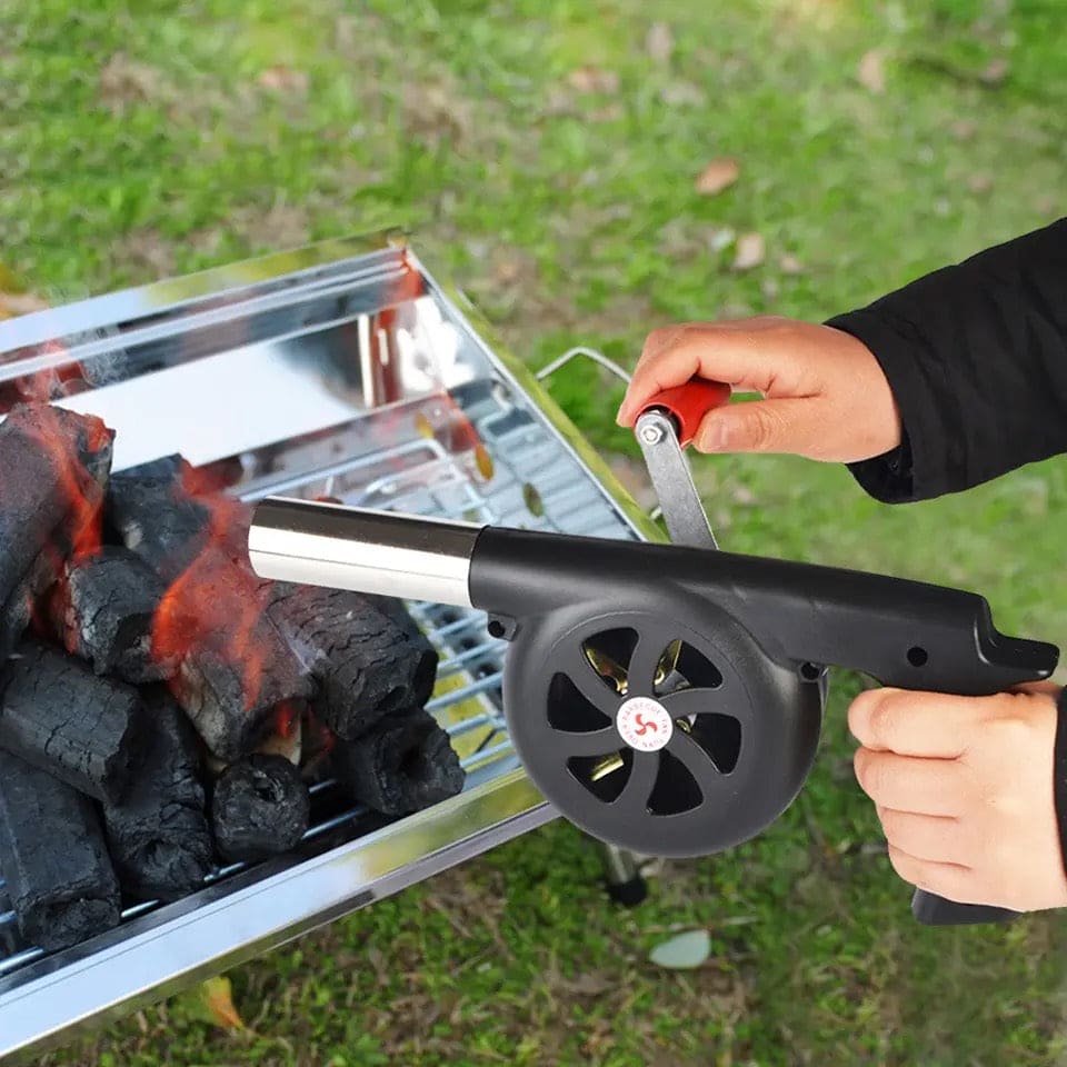 Barbecue Fan BBQ Blower With Duct Iron Gear Portable Manual