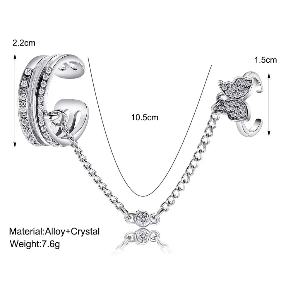 Double Finger Butterfly Chain Ring, Tassel Butterfly Cross Punk Ring Jewellery, Butterfly Cross Punk Ring, Elegant Tassel Butterfly Chain Ring