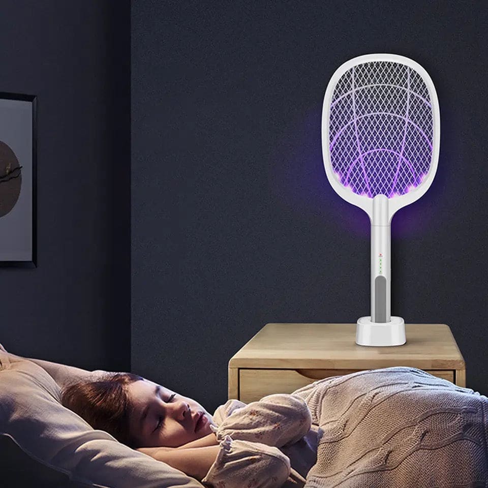 Handheld Electric Mosquito Swatter Racket, 2 in 1 Electric Bug Zapper, Mosquitoes Trap Lamp & Racket, Anti Mosquito Fly Trap, Home Bug Insect Racket, Electric Fly Swatter Racket, USB Rechargeable Electric Fly Swatter For Home and Outdoor