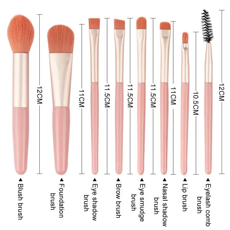 Set Of 8 Professional Makeup Brushes, Mini Travel Portable Soft Makeup Brushes,  Soft Fluffy Makeup Brush Set, Foundation Blush Powder Eyeshadow Concealer Tools with Bag
