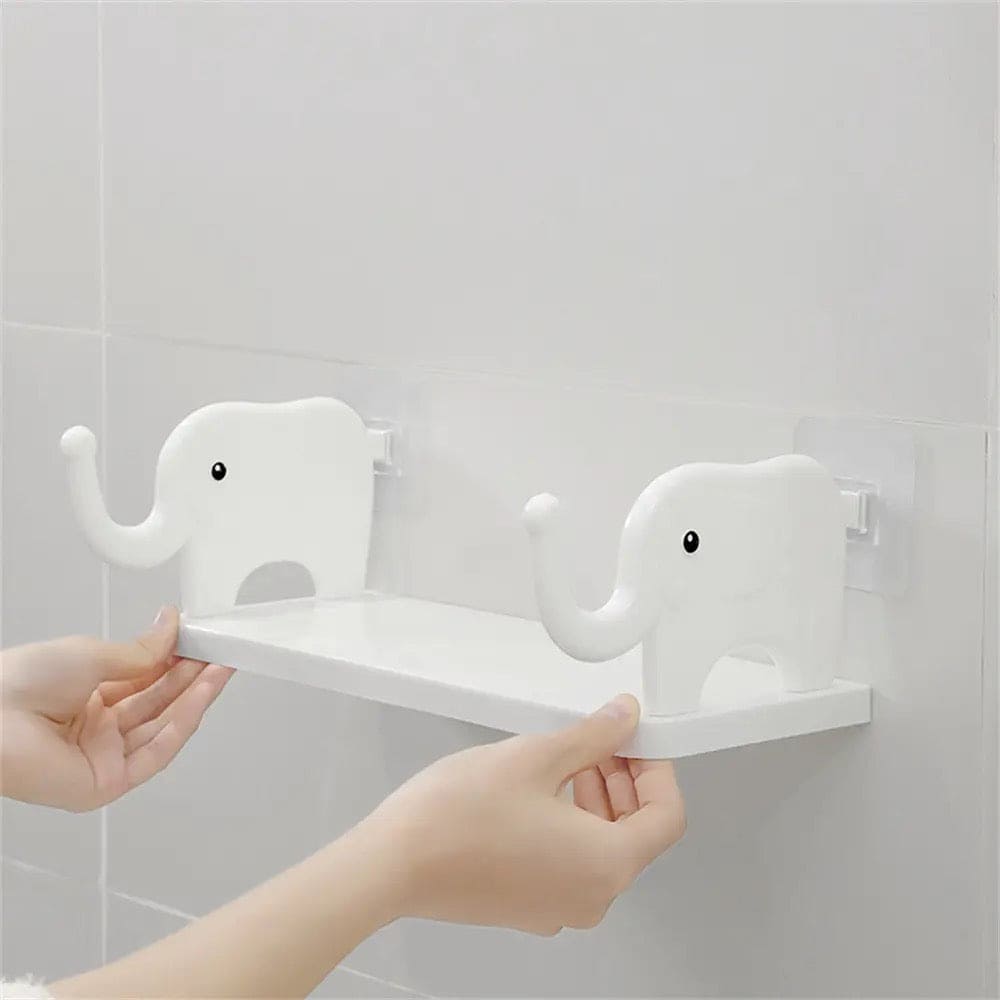 Elephant Storage Shelf, Multifunctional Storage Rack,  Elephant Guardrail Hook Storage Rack, Household Kitchen Bathroom Organizer Shelf, Wall Hanging Seasoning Storage Shelf, Wall Mounted Storage Organizer, Multipurpose Floating Shelf