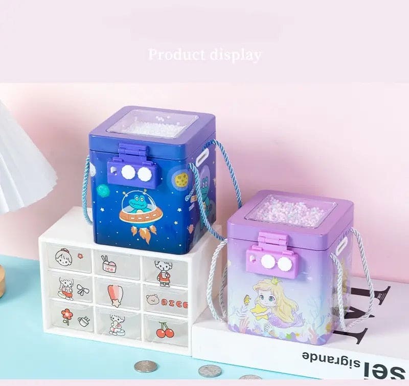 Cute Tinplate Square Piggy Bank, New Unicorn Tinplate Hand Rope Square Password Lock Piggy Bank, Piggy Bank Children Banks Cash Box Lock, Metal Piggy Bank with Password Number Lock, Metal Money Bank for Kids