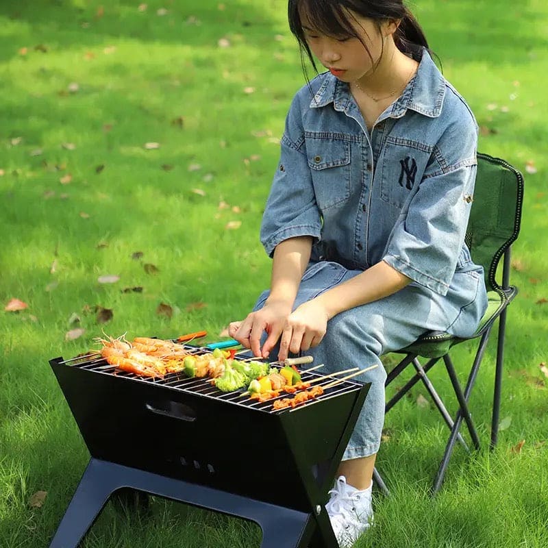 X Shaped Folding BBQ Grill, Stainless Steel Outdoor Camping Picnic Barbecue Grill, Outdoor Charcoal BBQ Grill, Mini Camping Barbecue Rack, Bonfire Grill Stove, Household Charcoal Barbecue Rack, BBQ Large Barbecue Stove