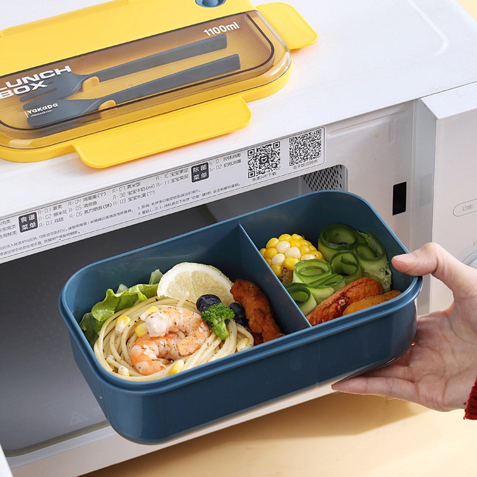 2 Compartment Lunch Box, Convenient Sealed Bento Lunch Box, Picnic Hiking Lunch Container, Detachable Food Container With Fork Spoon, Child's Student Adults Food Containers