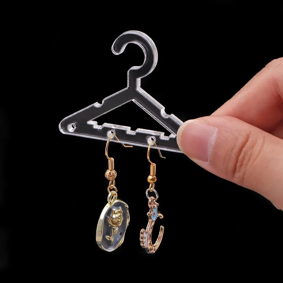 Acrylic Hanger Earring Display Stand, Mini Cute Coat Hanger Stand, Tabletop Jewelry Display Organizer Rack, Hanging Jewelry Organizer, Show Case Earring Hook, 8pcs Coat Hanger Earrings Holder