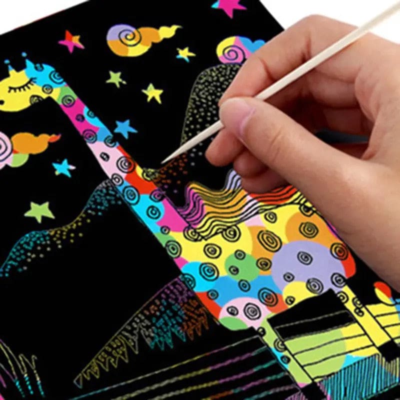 Children Graffiti Notebook, Black Page Magic Drawing Book, Painting Notepad for Kids, DIY Scratch Drawing Notes Paper, Graffiti Painting Coils Drawing Book, Color Scratch Art Mini Notes, Scraping Drawing Paper
