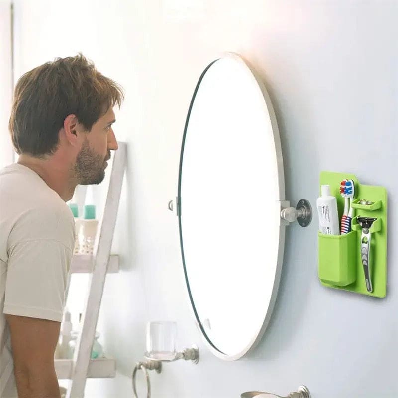 Mighty Silicone Toothbrush Holder, Toothbrush wall Holder Shaver Razor Organizer, Bathroom Mirror Shower Organizer, Bathroom Storage Rack, Multifunctional Wall Mounted Silicon Holder