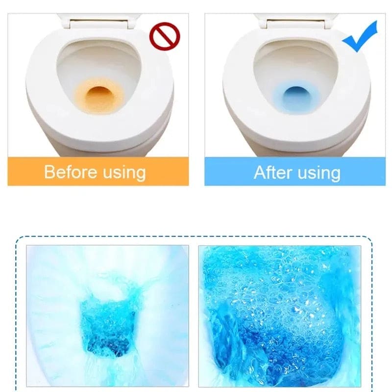 Set Of 10 Blue Bubble Toilet Cleaner, Automatic Flushing Toilet Bowl Cleaner, Toilet Cleaning Tablets, Yellow Dirt Toilet Cleaning Tool, Bathroom Cleaning Ball Tablets, Home Deodorizer Toilet Cleaner