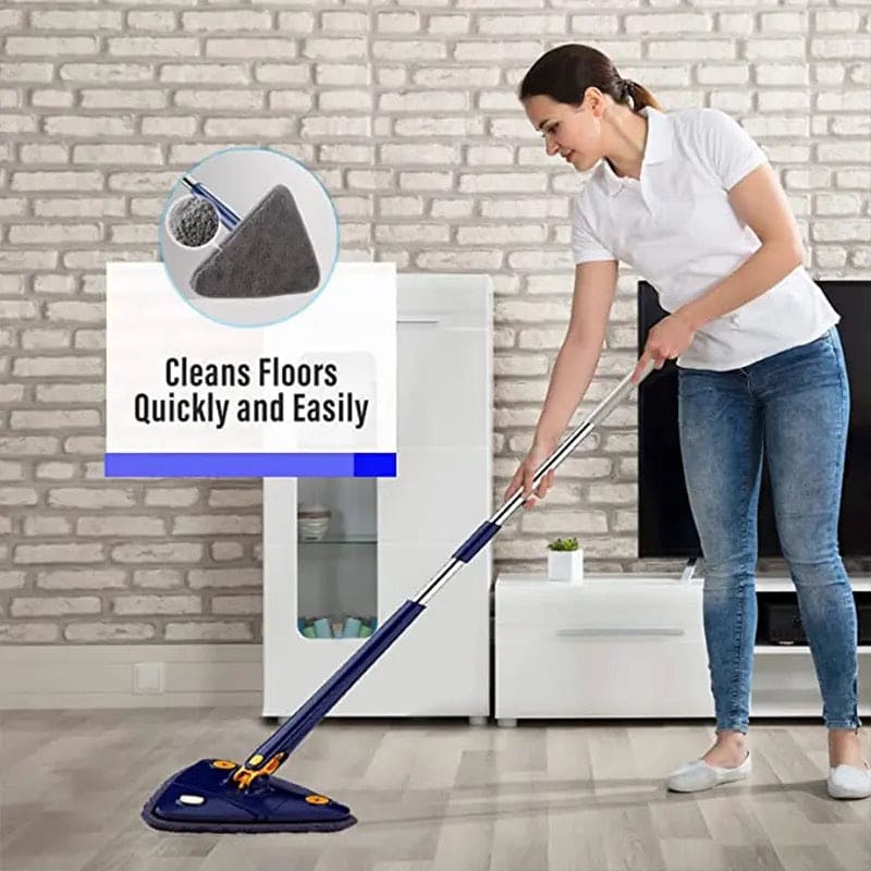 Triangle Extendable Cleaning Mop, 360° Rotatable Squeeze Mop, Multipurpose Cleaning Brush,  Floor Window Cleaning Squeegee Mop,  Mop Cleaner for Kitchen Toilet, Automatic Wringer Mop, Adjustable Telescopic Mop