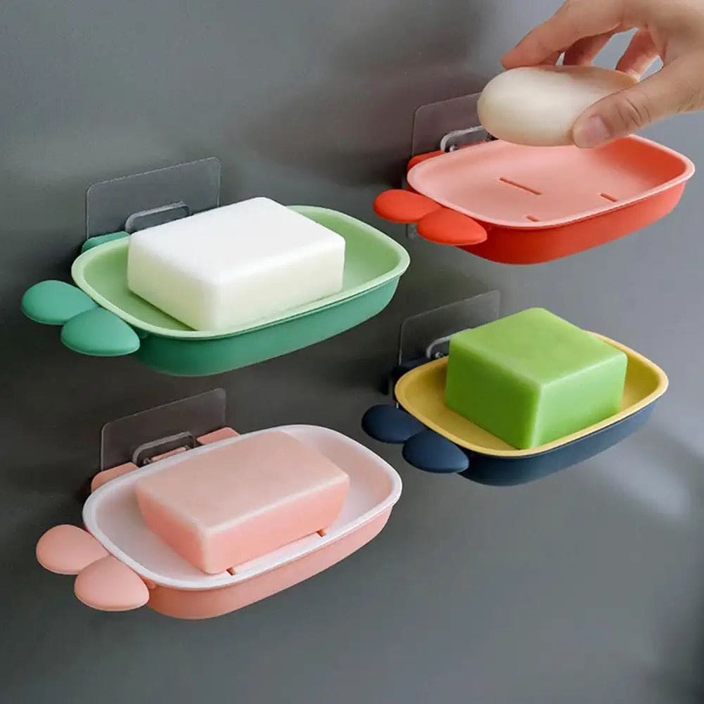 Double Layer Bunny Soap Dish, Cartoon Pattern Non-Slip Soap Holder,  Wall Mounted Soap Drain Holder, Home Suction Cup Sink Basin Soap Dish, Elevated Drainage Strip Design Soap Holder, Tough And Durable Soap Box, Bathroom Kitchen Soap Organizer