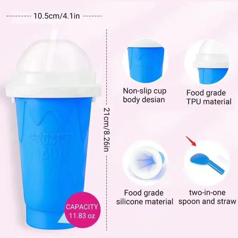 Slushy Maker Cup, Smoothie Pinch Ice Cup, Quick Frozen Smoothie Cups with  Lids, Cooling Cup Squeeze Cup, DIY Homemade Milk Shake Ice Cream Maker Smoothie  Cups for Kids Adults Summer 