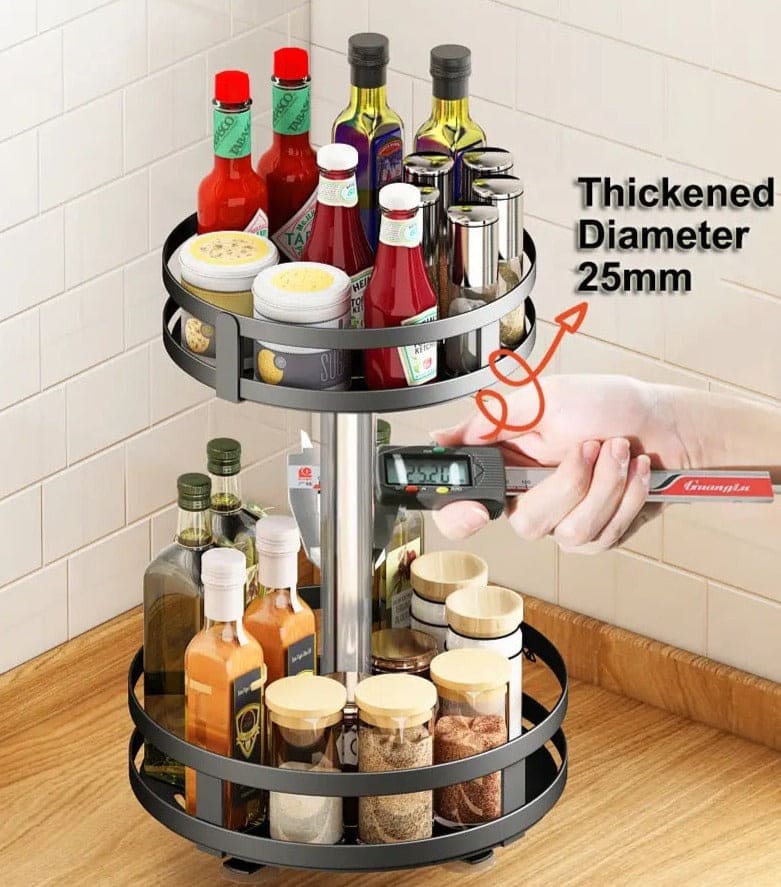 Revolving Storage Rack, Multifunction Rotating Spice Organizer, Seasoning Condiment Container, Kitchen Storage Rack Shelf, Rotatable Sliding Drawer Shelf, Multilayer Rotating Corner Storage Rack, 360° Rotation Spice Bottles