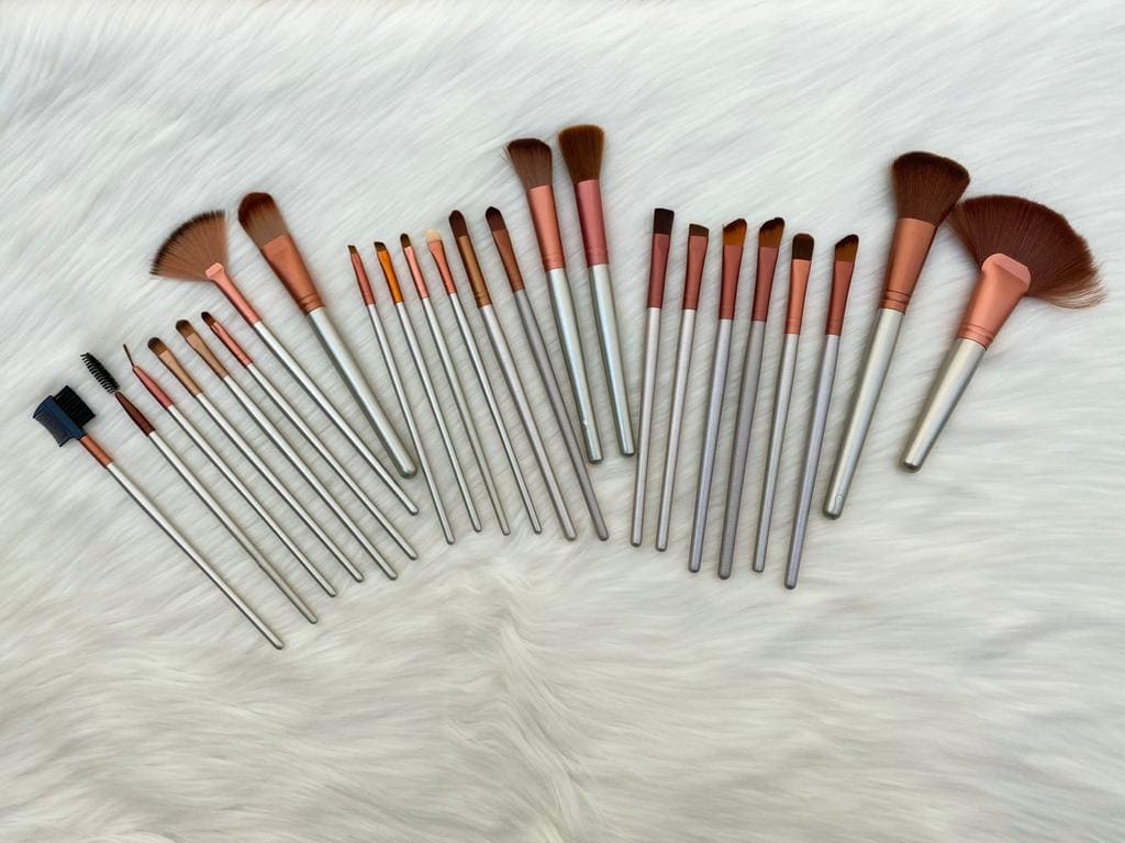 Set Of 24 Golden Professional Makeup Brushes Set, Travel Mini Makeup Brush Set, Makeup Brushes Set With Bag, Eye Blending Makeup Brushes With Bag