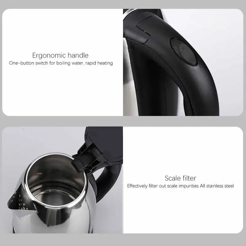 2L Stainless Steel Electric Kettle, Electric Teapot Water Boiler, Samovar Tea Thermos Pot, Anti Over Heat Thermal Mug, Portable Travel Water Boiler, Household Quick Heating Hot Water Boil Kettles, Electric Automatic Cut Off Jug Kettle