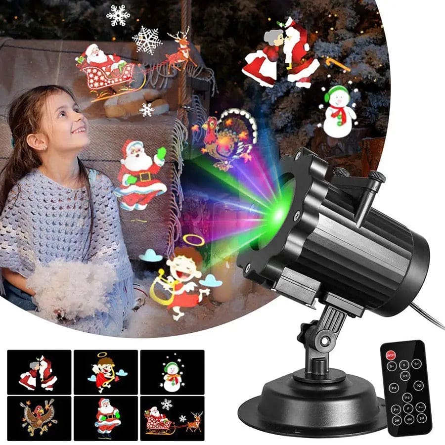 Led Projection Lamp, 16 Pattern Lighting Projector, Waterproof Garden Lawn Lamp Stage Lamp, 16 Pattern Indoor Outdoor Decoration Lamp With RC, Indoor and Outdoor Realistic Live Lawn Lights, Snowflake Projection Lamp