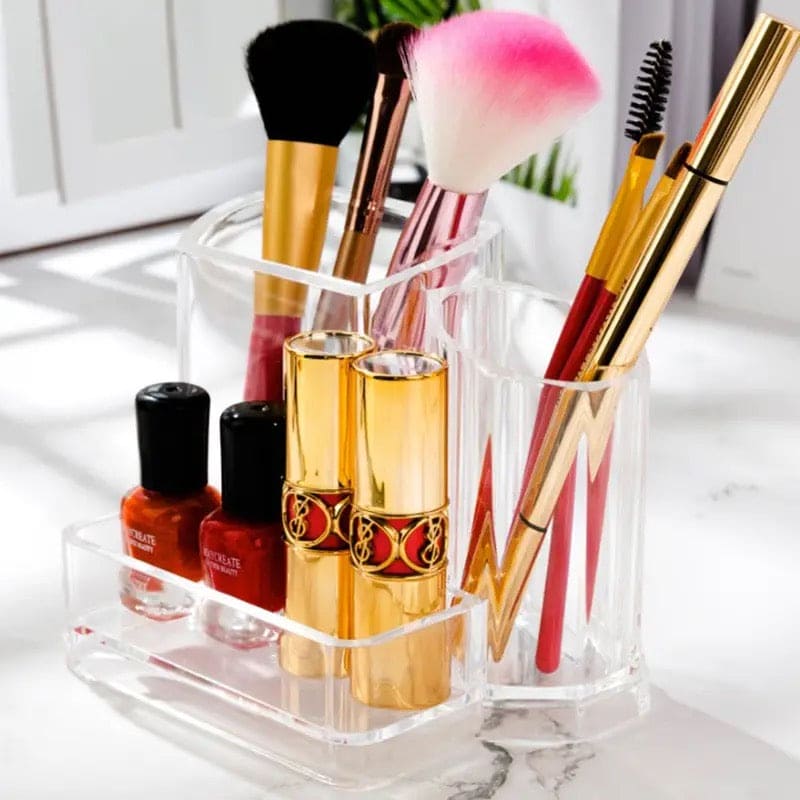 Transparent Makeup Brush Bucket, Acrylic Cosmetics Manager Jewelry Storage Box, Desktop Lipstick Makeup Brush Holder, Lipstick Nail Polish Display Holder Organizer