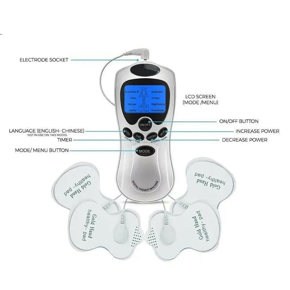 Digital Therapy Handheld Massager, Electric Tens Unit Device, Electric Meridian Body Massager, Ems Acupuncture Face Body Massager, 4 Mode Electric Muscle Stimulator, Dual Output Body Massager, Anti Cellulite Electric Body Massager