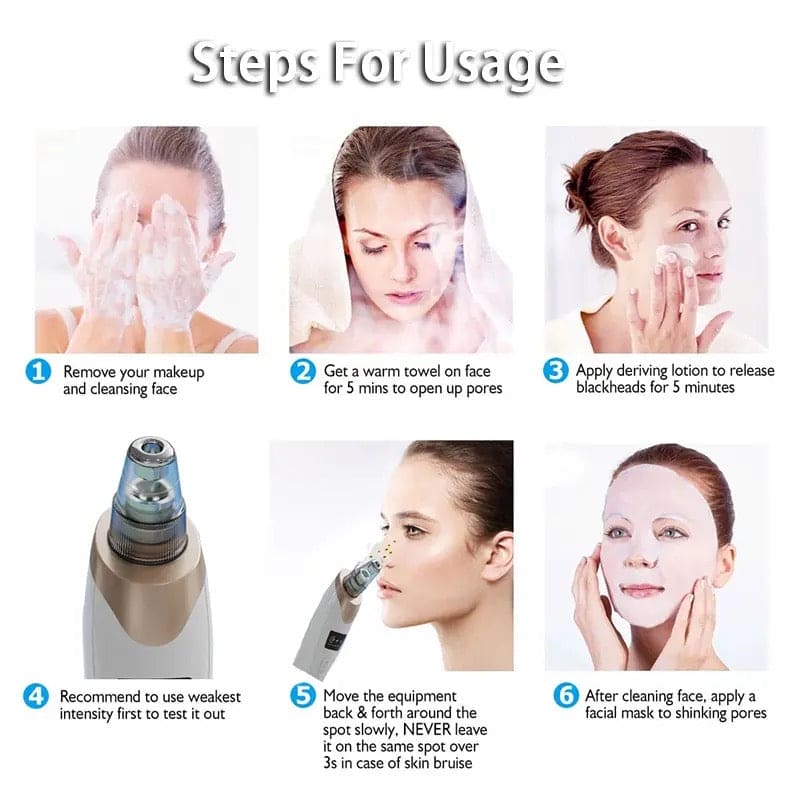 Electric Blackhead Remover, Vacuum Acne Cleaner, Black Spots Removal Device, Pore Cleaner Machine, Skin Care Tools, 5 Heads Suction Machine,  Vacuum Electric Black Head Extractions Tool, Electric Facial Pore Cleaner, Exfoliating Beauty Device