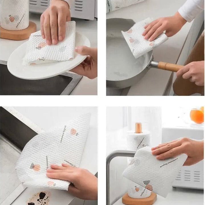 Reusable 50 Sheets Tissue Roll, Cleaning Paper Towels, Disposable Wet And Dry Lazy Rag, Kitchen Cleaning Liquid Absorbent Paper, Professional Standard Tissue Paper Roll, Non Woven Necessities Clean Cloth Rag