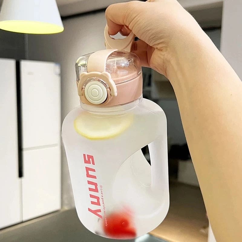 1L Sunny Water Bottle With Straw, Transparent Frosted Plastic Water Bottle, 1000ml Portable Climbing Travel Drink Cup, Outdoor Gradient Drink Bottle, Plastic Reusable Water Cup