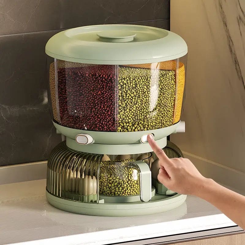 Cereal Divider Bucket, Multipurpose Rotating Kitchen Storage Box, 6 Gr ...