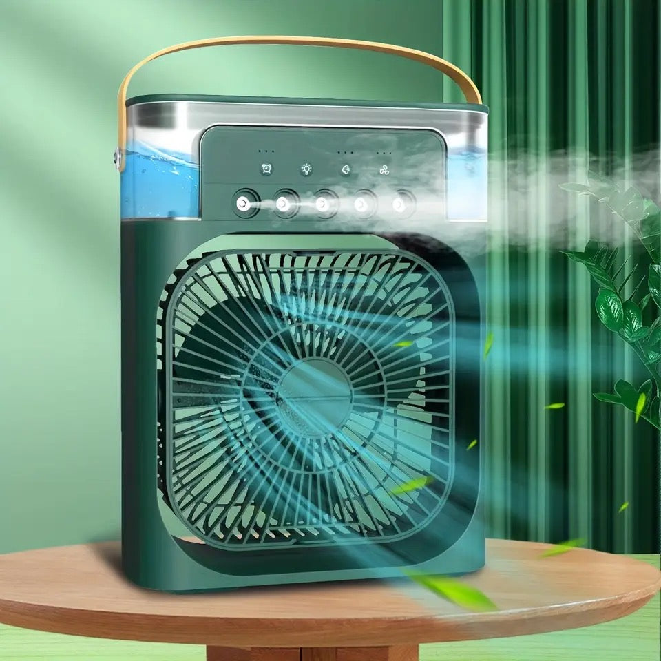 Humidifier Cooling Fan, Personal Evaporative Air Cooler Fan, Mini Air Freshner Cooling Fan, Water Mist Humidification Fan, 3 In 1 Portable Fan Air Conditioner, Desktop Electric Fan Air Cooler, 7 Colors LED Light Humidifier, USB Powered Mini AC