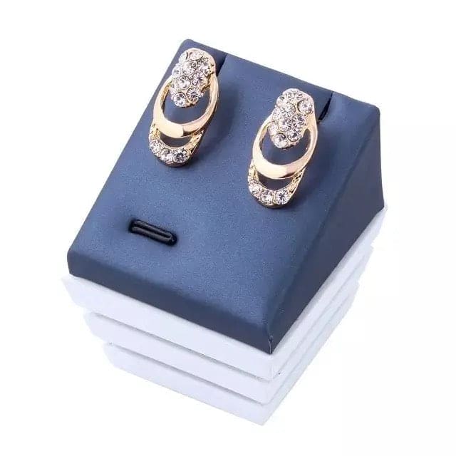 Set Of 4 Boutique Crystal Jewelry, Luxury Classic Women's Jewelry Set, Crystal Zircon Metal Chain Necklace Bracelet Earring Ring Set, Vintage Metal Zircon Jewelry Sets